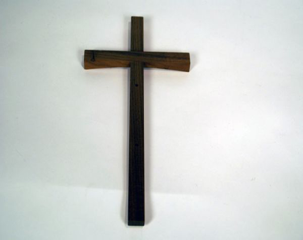 Custom wood mouldings made into a wood cross with clear satin finish